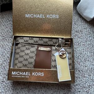 Michael Kors Signature Brown and Tan Belt Bag